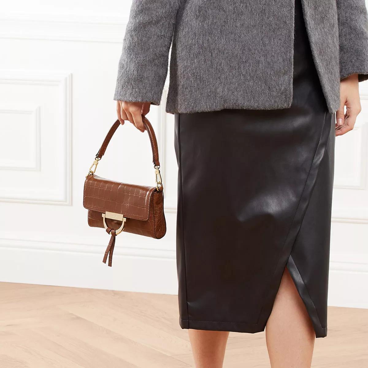 Abro Schoudertas van geperst leer Temi Cuoio Brown Dames