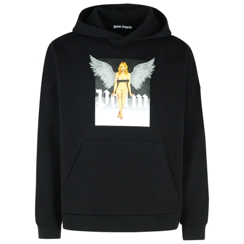 Palm Angels Hoodie 'Crystal' Black Cotton Sweatshirt Black