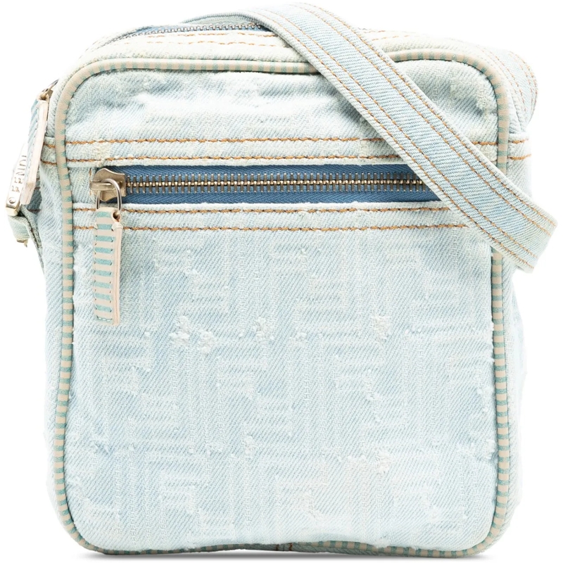 Fendi Schultertasche Zucca Denim Crossbody blau