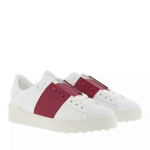 Valentino Garavani Open Sneakers Calfskin Bianco Raspberry Pink Low-Top Sneaker