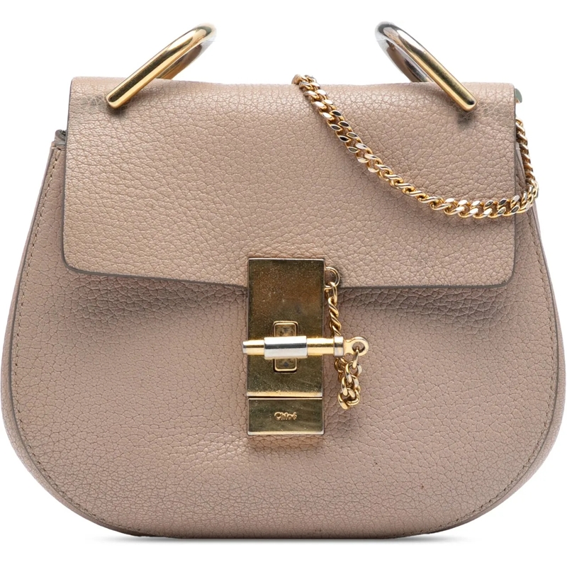 Chloé Sac à bandoulière Mini Grained Lambskin Drew Crossbody braun
