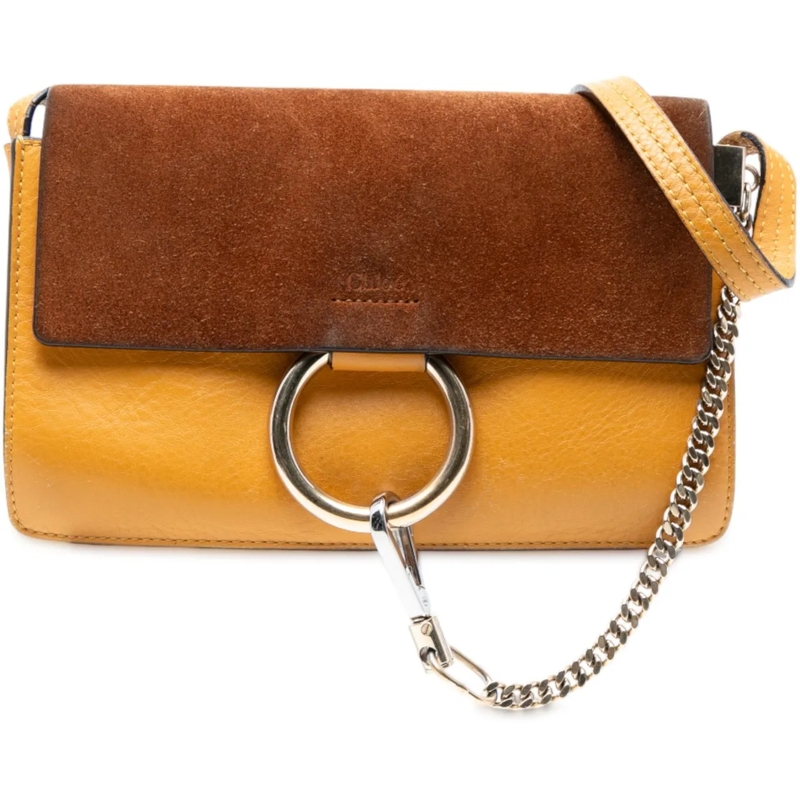 Chloé Schultertasche Small Suede and Calfskin Faye Crossbody gelb