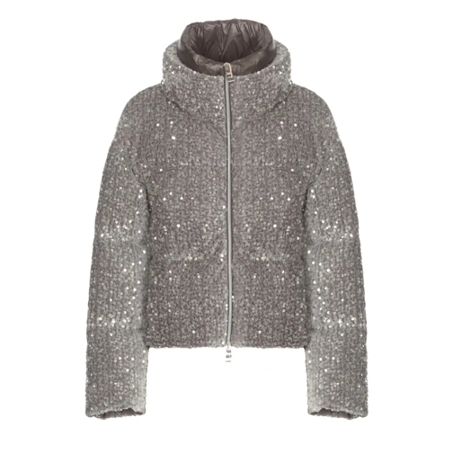 Herno Übergangsjacke Down Jacket With Paillettes Grey