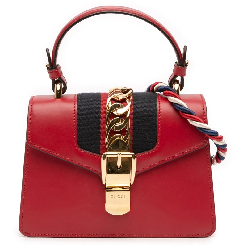 Gucci Schultertasche Mini Calfskin Sylvie Satchel rot