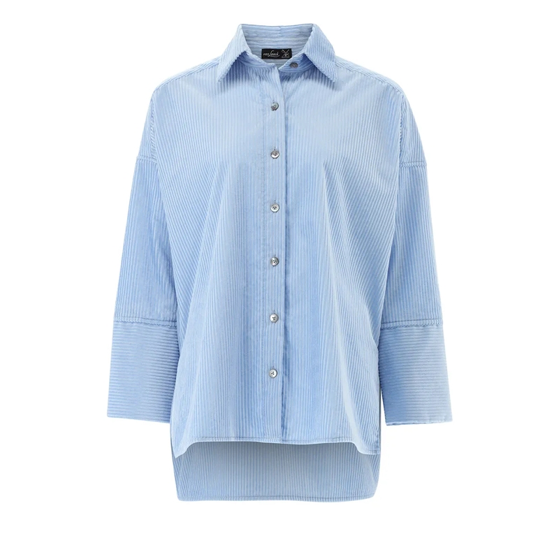 VAN LAACK Bluse Bluse Comfort Fit Dessiniert blau