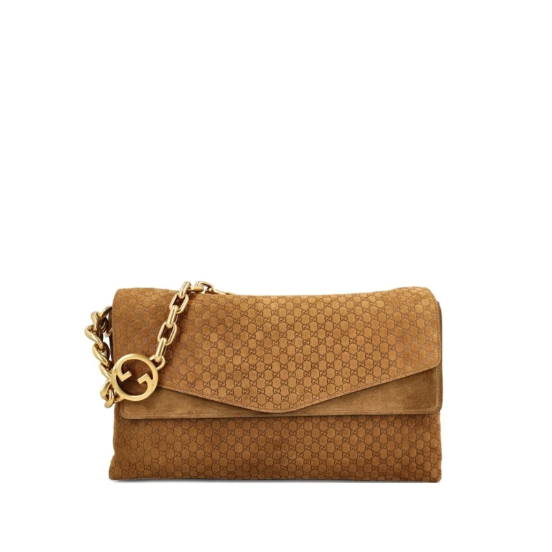 Gucci Schultertasche Rectangular Shoulder Bag With Textured Calfskin Brown