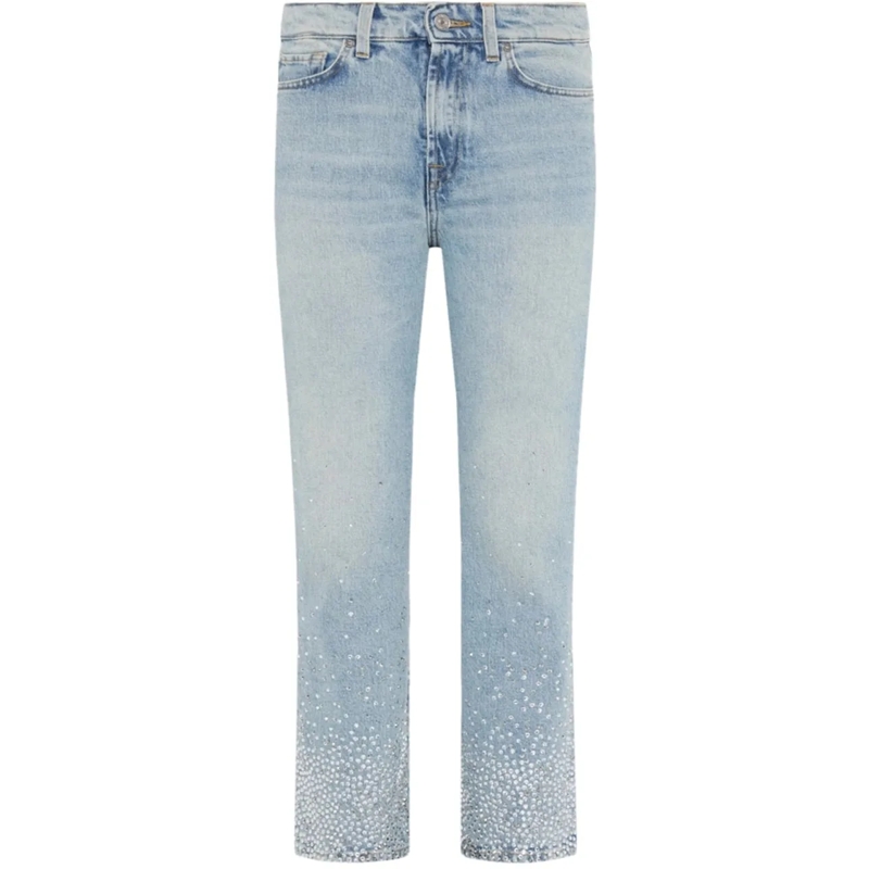 Seven for all Mankind Jeans mit geradem Bein Jeans strass blau