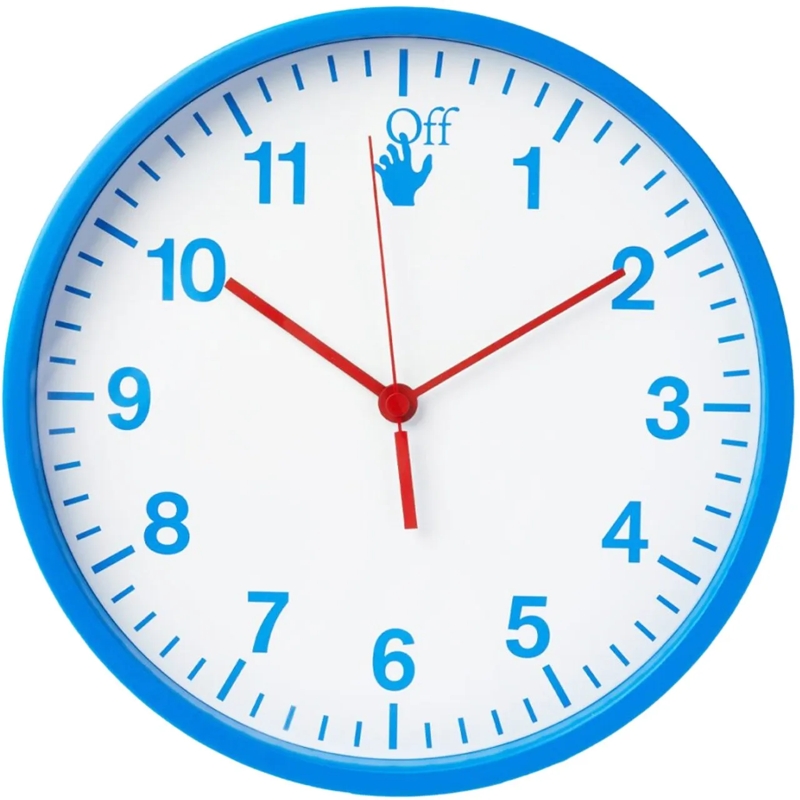 Off-White Armband Hand Off Logo Quartz Wall Clock blau