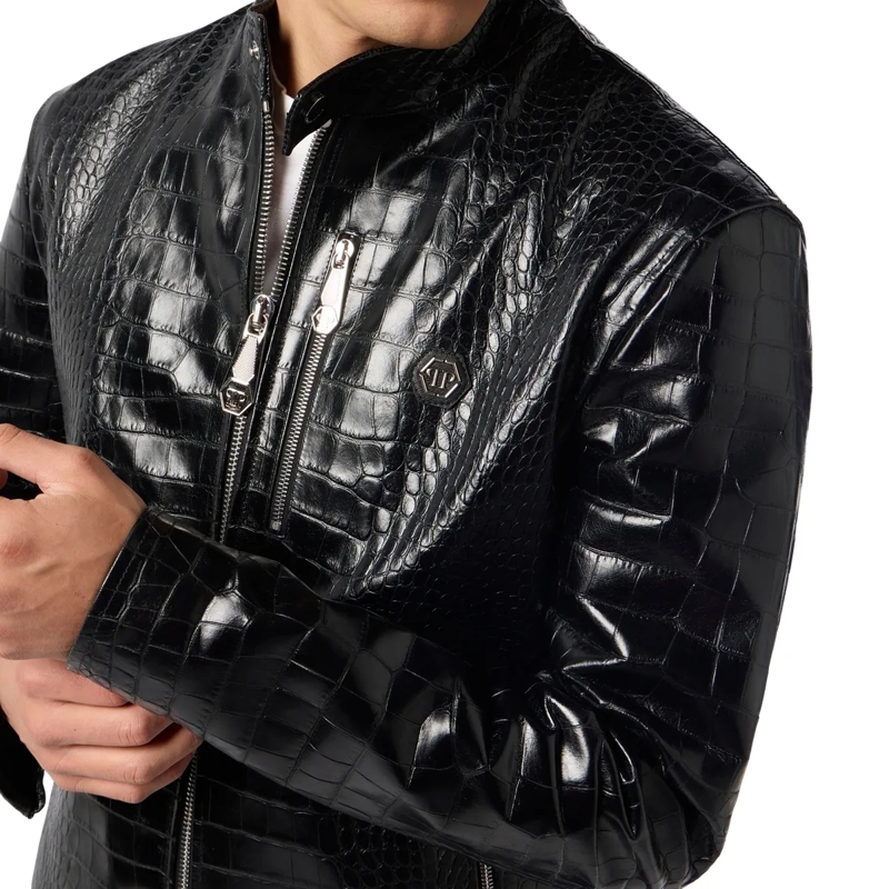 Philipp Plein Lederjacke Leather Moto Jacket Cocco schwarz(Image 2)
