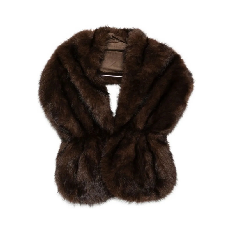 Betta Corradi  Brown Faux Fur Overcoat Black