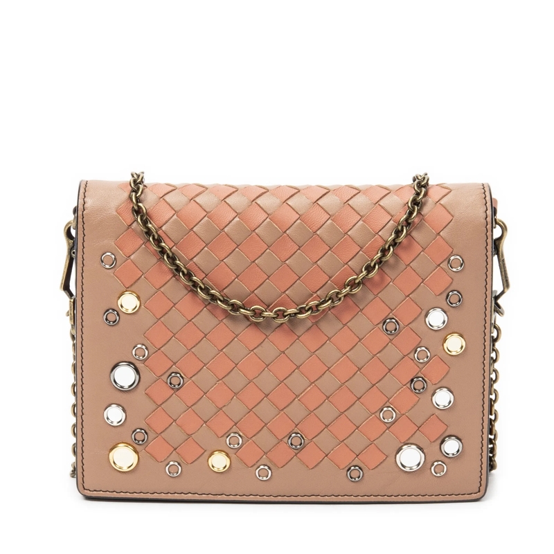 Bottega Veneta Crossbody Bag Flap Wallet on Chain orange