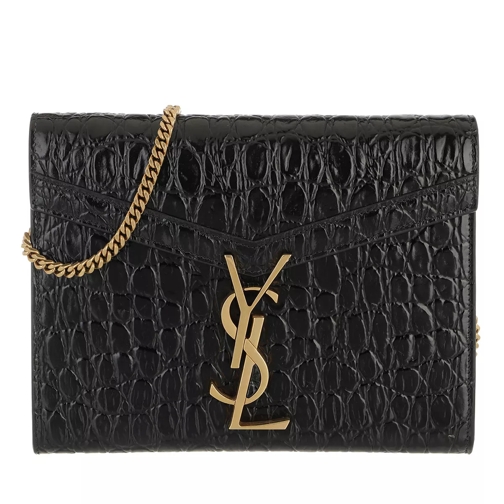 Saint Laurent Cassandra Strap Wallet Leather Black Crossbody Bag