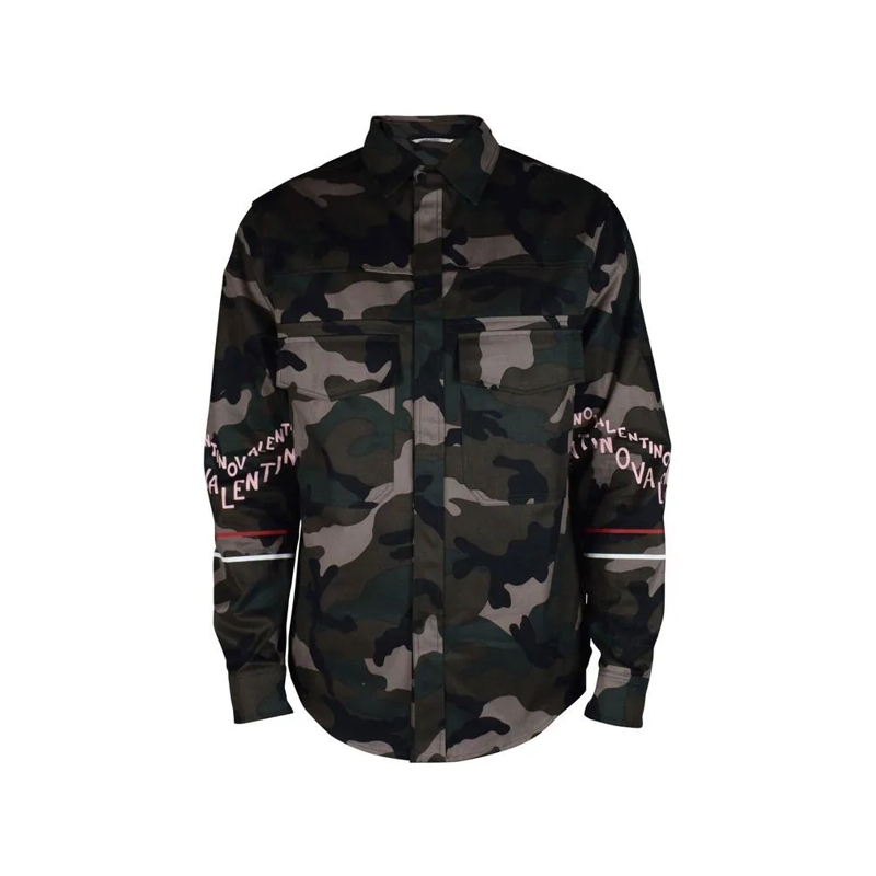 Valentino Garavani  Camouflage Jacket With Pink Logo Print Black