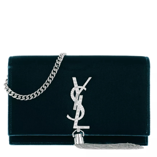 Saint Laurent YSL Kate Wallet On Chain Velvet Blue Crossbody Bag