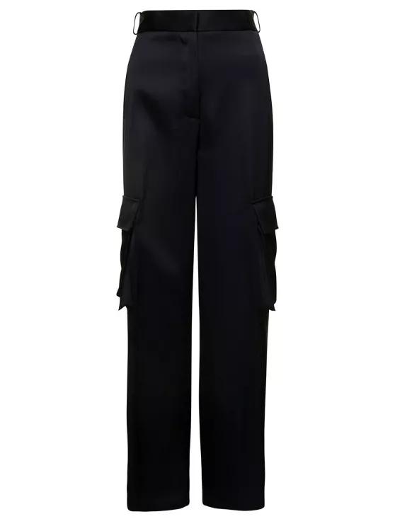 Versace - Black Cargo Pants Satn Effect With Cargo Pockets I - Größe 42 - black