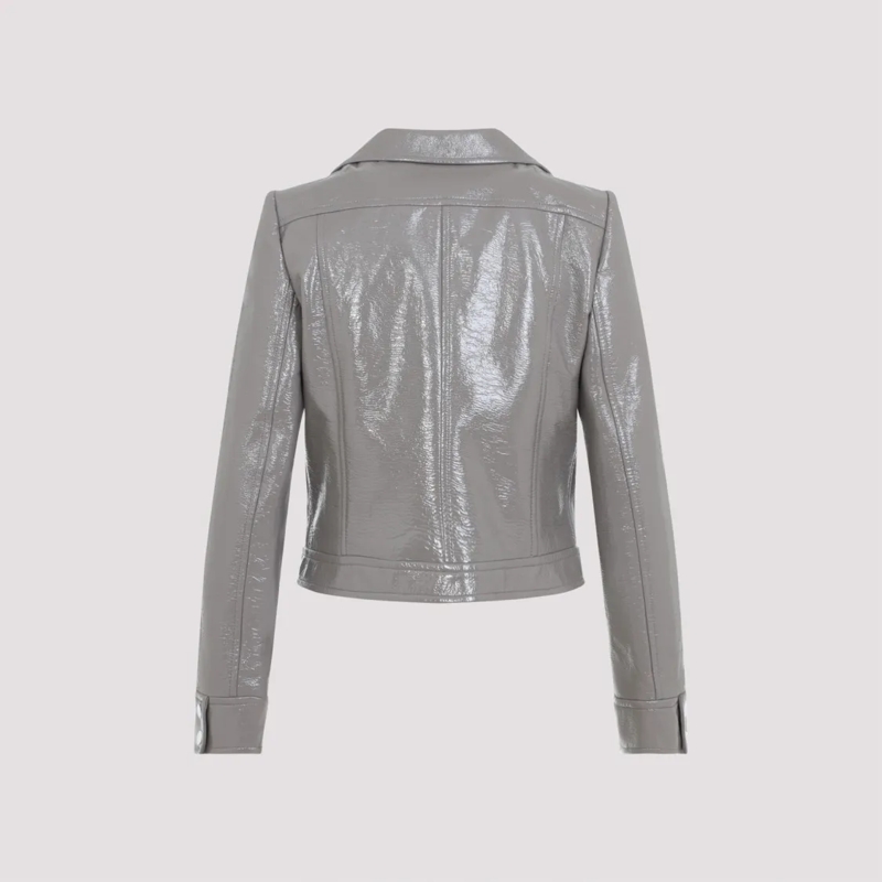 Courrèges Lederjacke Cropped Jacket With Pointed Collar Grey(Image 3)
