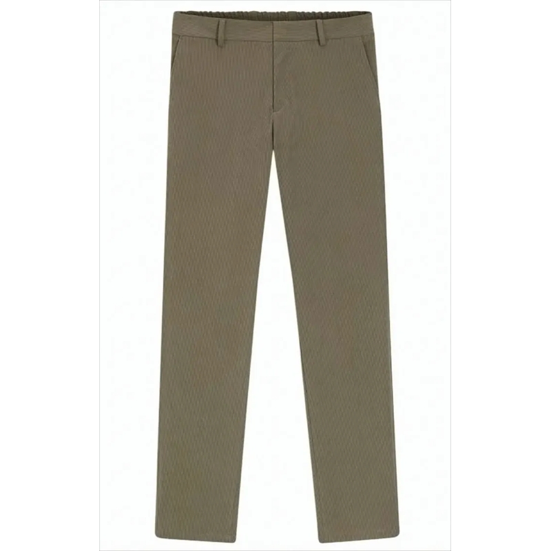 Boss Chino Textured Green Trousers With Hook-And-Eye Closure Grey