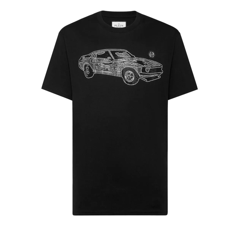 Philipp Plein T-Shirt T-Shirt Racing Mit Schmucksteinen schwarz