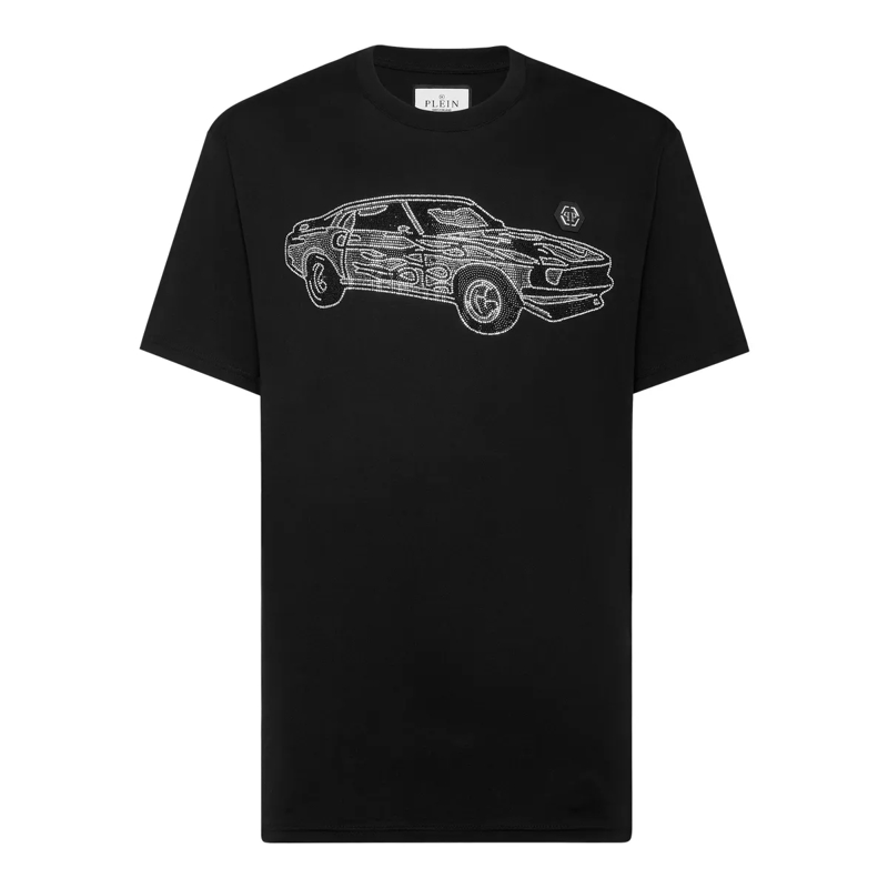 Philipp Plein T-Shirt T-Shirt Racing Mit Schmucksteinen schwarz