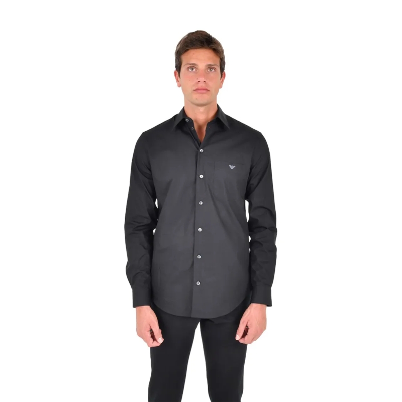 Emporio Armani Overhemd Fitted Black Stretch Shirt Black