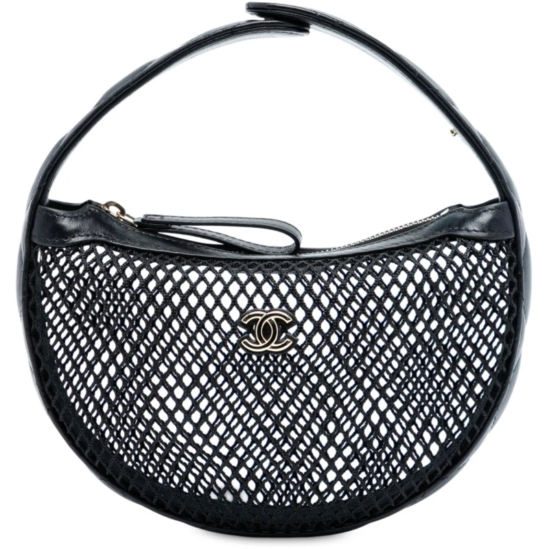Chanel Schultertasche Mini CC Round Mesh Hobo schwarz