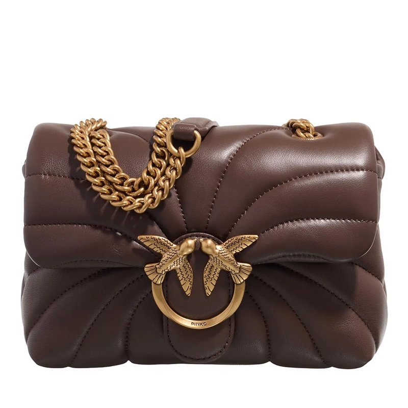 Pinko Crossbody Bag Love Puff Mini Cl Marrone Castano-Antique Gold