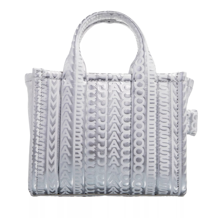 White and discount silver tote bag