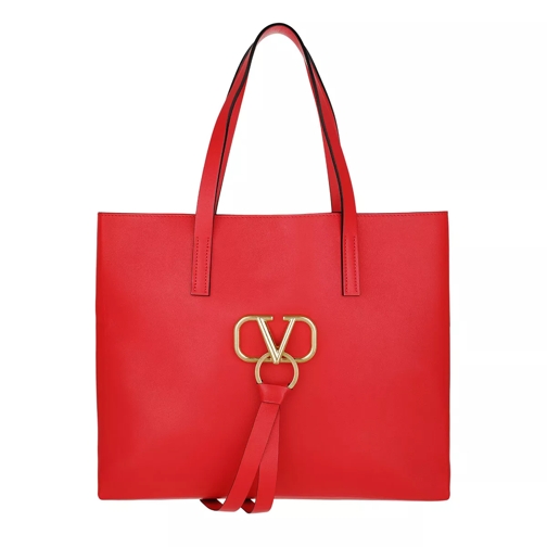 Valentino Garavani V Ring Bag Leather Rouge/Rouge Shoppingväska