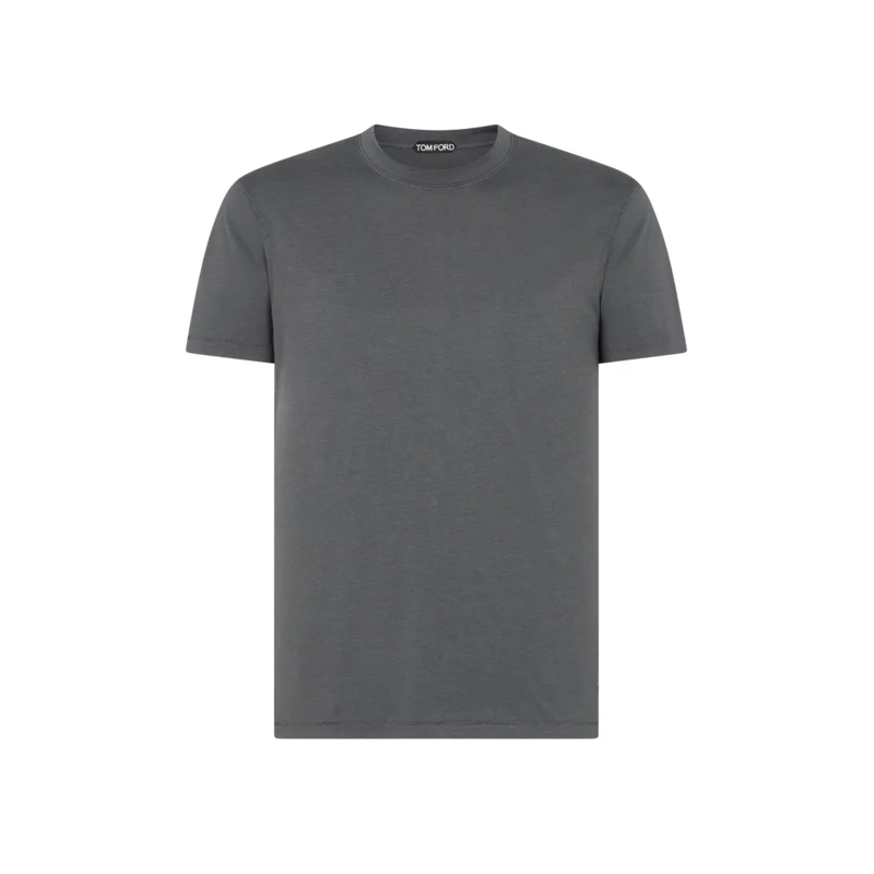 Tom Ford T-Shirt Dark Navy Short-Sleeve T-Shirt With Logo Embroider Grey