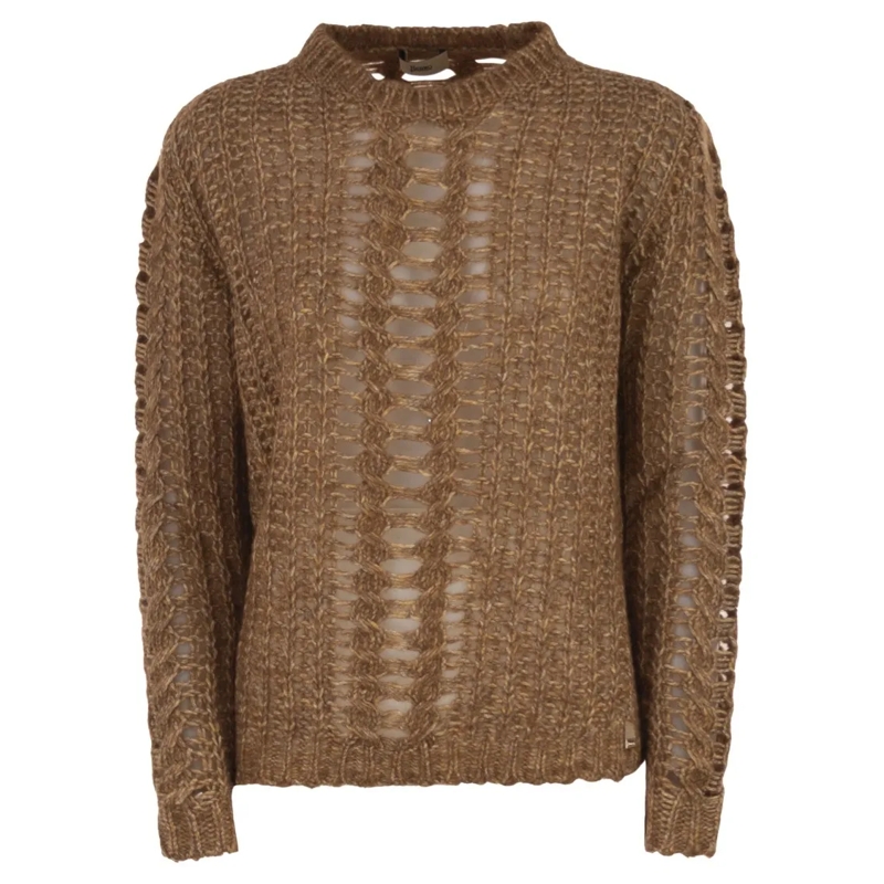 Herno Pullover Crew Neck Knitted Jumper Brown