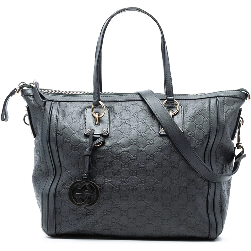 Gucci Schultertasche Guccissima Charm Satchel schwarz