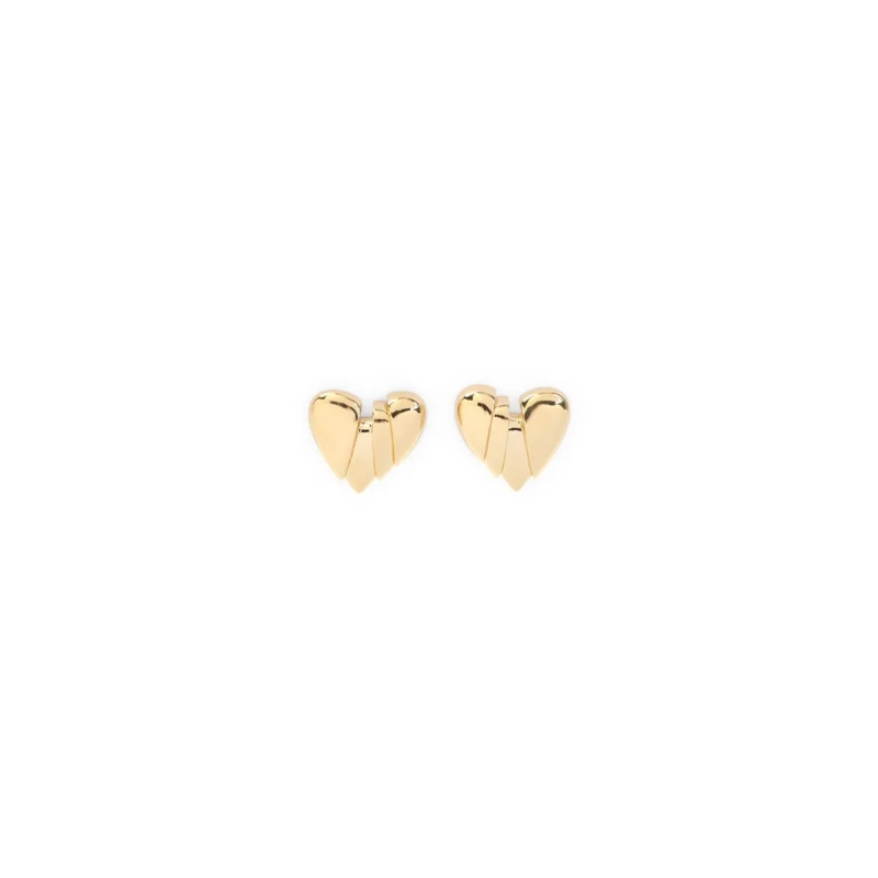 Amina Muaddi Oorknopjes Metallic Heart-Shaped Earrings Gold