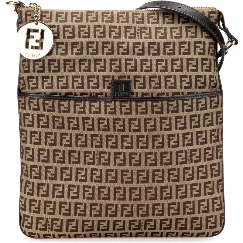 Fendi Schultertasche Zucchino Canvas Crossbody braun