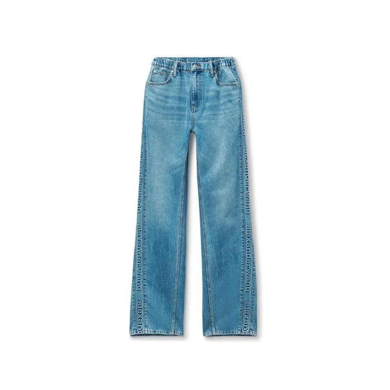 Alexander Wang Jeans Balloon Jogger With Logo Emboss Side Panels Blue