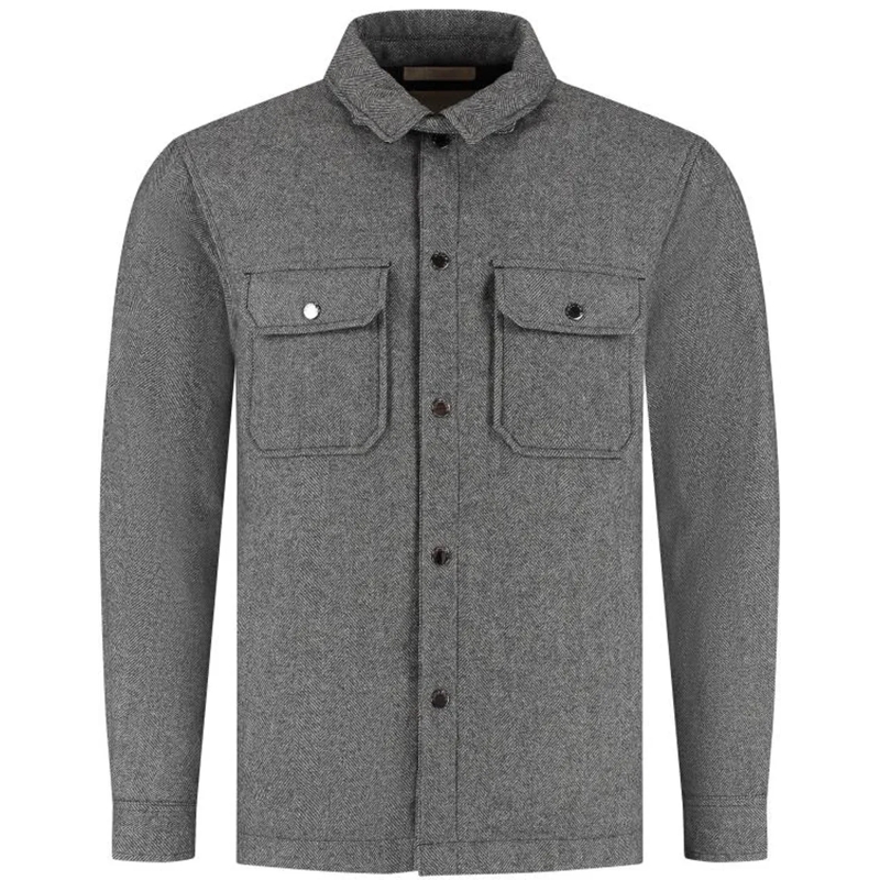 Woolrich Daunenjacke Wool Check Alaskan Shirt Jacket grau