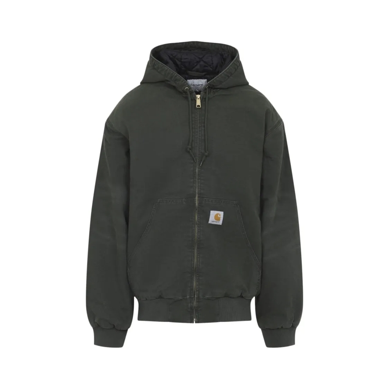 Carhartt Wip  Hooded Quilted Jacket With Kangaroo Pocket And Rib Black