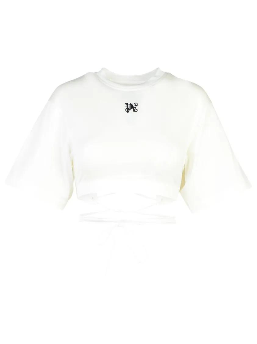 Palm Angels - Crop T-Shirt In White Cotton - Größe S - weiß