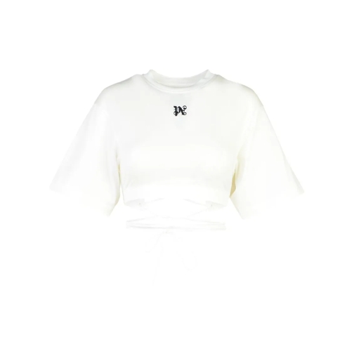 Palm Angels Crop T-Shirt In White Cotton White T-shirts