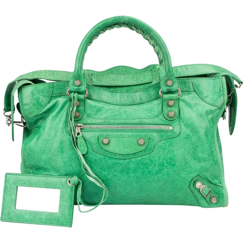 Balenciaga Schultertasche Balenciaga Classic Green Leather City Handbag grün