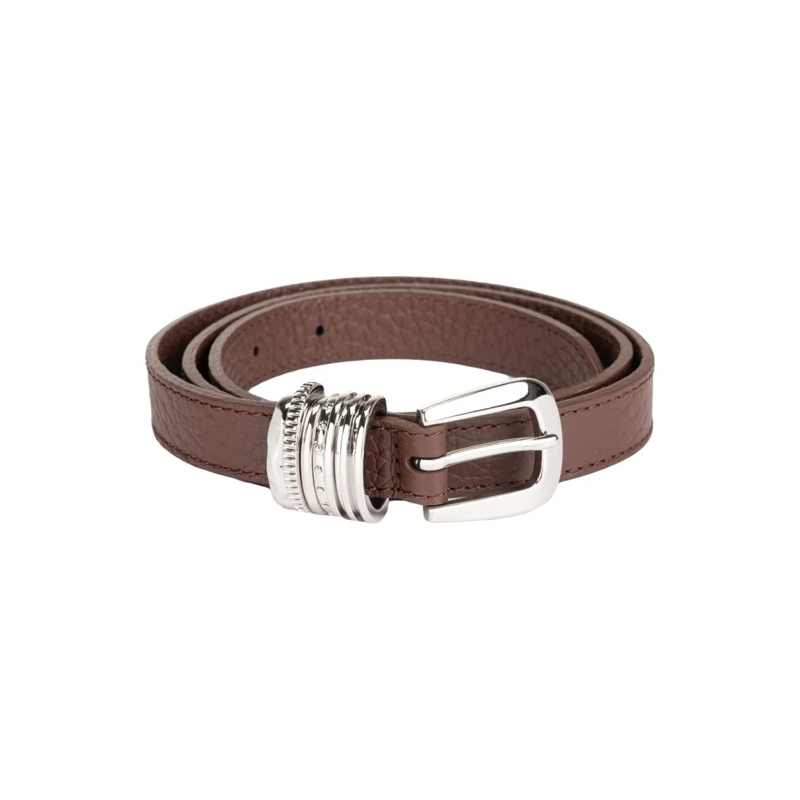 Orciani Riem Grained Leather Belt With Silver-Tone Accents Brown