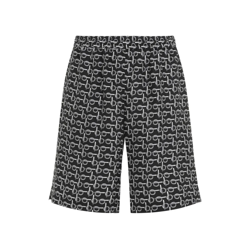 Burberry Short décontracté Silver And Black Silk Shorts Grey