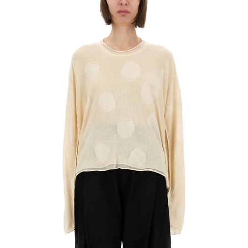 Uma Wang Pullover Knit Top With Polka Dot Pattern Neutrals