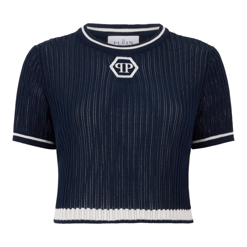 Philipp Plein Gestricktes Oberteil Sexy Pure Fit T-Shirt Hexagon schwarz