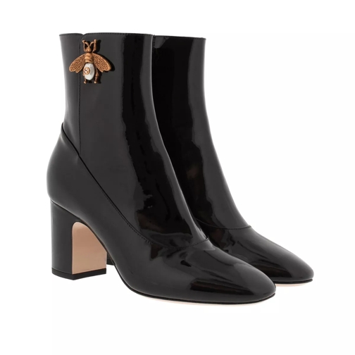 Gucci Patent Leather Ankle Boot With Bee Black Ankle Boot