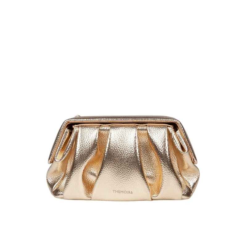 Themoirè Clutch Structured Metallic Gold Vegan Leather Handbag Neutrals