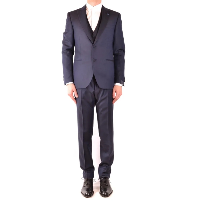 Lardini Anzugkombination Tailored Blue Blazer With Notch Lapels Black