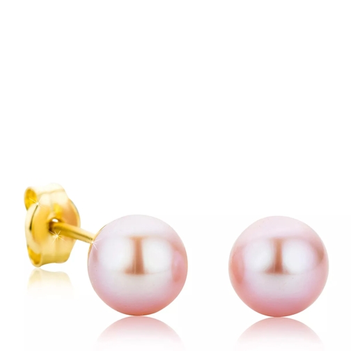 BELORO 9KT Pink Pearl Earrings Yellow Gold Clou d'oreille