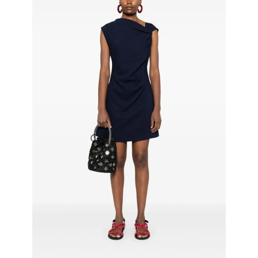 MSGM Mini robes Asymmetric Neck Sleeveless Viscose Dress Black (Image 5)