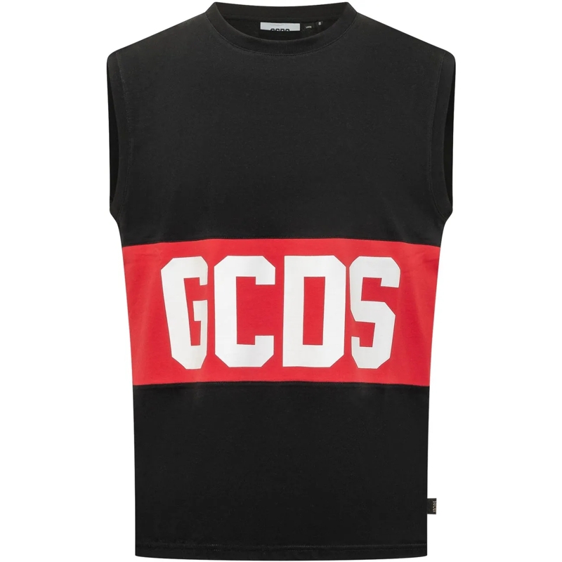 Gcds Top Canottiera con Logo Stampa Frontale schwarz