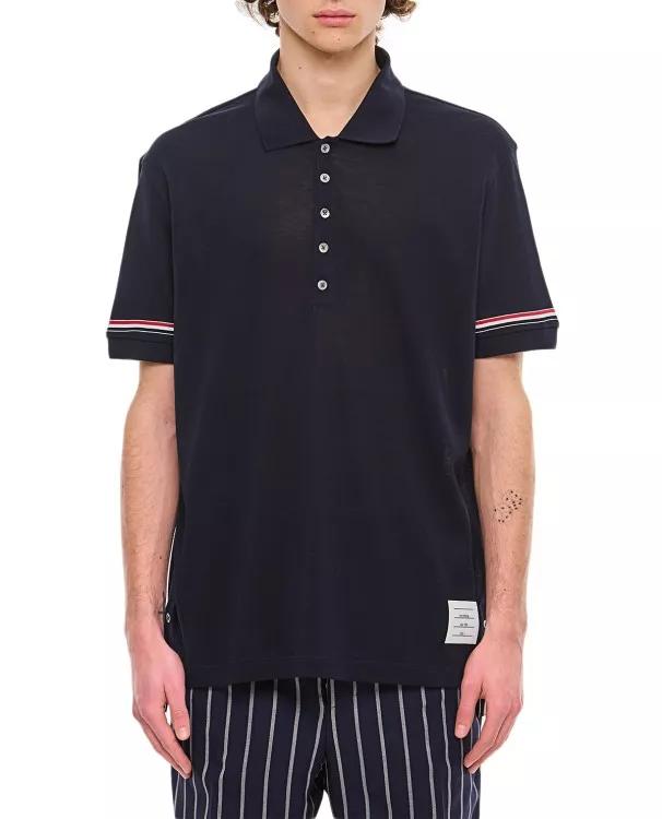 Thom Browne - Ribbed Cuff Polo Shirt - Größe 3 - black